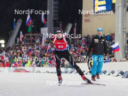 19.03.2015, Khanty-Mansiysk, Russia (RUS): Mario Dolder (SUI), Armin Auchentaller (ITA), Coach Team Switzerland, (l-r) - IBU world cup biathlon, sprint men, Khanty-Mansiysk (RUS). www.nordicfocus.com. © Manzoni/NordicFocus. Every downloaded picture is fee-liable.