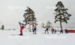 25.01.2015, Rybinsk, Russia (RUS): (l-r) Kristin Stoermer Steira (NOR), Madshus, One Way, Rottefella, Natalja Iljina (RUS) and Anouk Faivre Picon (FRA), Madshus, Swix, One Way - FIS world cup cross-country, skiathlon women, Rybinsk (RUS). www.nordicfocus.com. © Laiho/NordicFocus. Every downloaded picture is fee-liable.