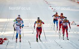 11.03.2015, Drammen, Norway (NOR): Stina Nilsson (SWE), Marit Bjoergen (NOR), Maiken Caspersen Falla (NOR), (l-r)  - FIS world cup cross-country, individual sprint, Drammen (NOR). www.nordicfocus.com. © Felgenhauer/NordicFocus. Every downloaded picture is fee-liable.