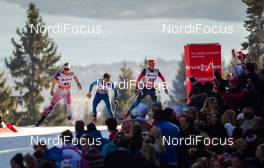 14.03.2015, Oslo, Norway (NOR): (l-r) Andrew Musgrave (GBR), Salomon, Swix, Eirik Telebond (NOR) and Alexander Utkin (RUS) - FIS world cup cross-country, mass men, Oslo (NOR). www.nordicfocus.com. © Laiho/NordicFocus. Every downloaded picture is fee-liable.
