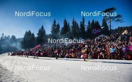 14.03.2015, Oslo, Norway (NOR): Martin Jonsrud Sundby (NOR), Fischer, KV+, Rottefella followed by Dario Cologna (SUI), Fischer, One Way, Rottefella, Odlo and Sjur Roethe (NOR), Fischer, KV+, Salomon - FIS world cup cross-country, mass men, Oslo (NOR). www.nordicfocus.com. © Laiho/NordicFocus. Every downloaded picture is fee-liable.