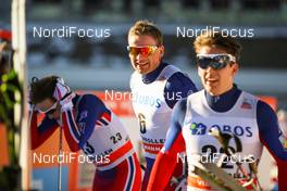 14.03.2015, Oslo, Norway (NOR): (l-r) Simen Andreas Sveen (NOR), Niklas Dyrhaug (NOR), Fischer, KV+, Alpina  and Anders Gloersen (NOR), Fischer, Swix, Alpina, Rottefella - FIS world cup cross-country, mass men, Oslo (NOR). www.nordicfocus.com. © Laiho/NordicFocus. Every downloaded picture is fee-liable.