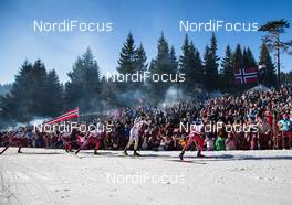 14.03.2015, Oslo, Norway (NOR): Simen Andreas Sveen (NOR) followed by Alex Harvey (CAN), Fischer, Swix, Salomon, One Way and Magne Haga (NOR) - FIS world cup cross-country, mass men, Oslo (NOR). www.nordicfocus.com. © Laiho/NordicFocus. Every downloaded picture is fee-liable.
