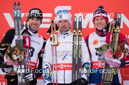 25.02.2015, Falun, Sweden (SWE): Maurice Manificat (FRA), Johan Olsson (SWE), Anders Gloeersen (NOR), (l-r)  - FIS nordic world ski championships, cross-country, 15km men, Falun (SWE). www.nordicfocus.com. © NordicFocus. Every downloaded picture is fee-liable.