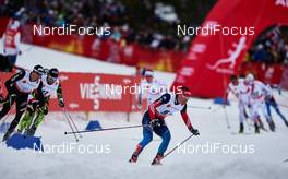 21.02.2015, Falun, Sweden (SWE): Dario Cologna (SUI), Maxim Vylegzhanin (RUS), (l-r)  - FIS nordic world ski championships, cross-country, skiathlon men, Falun (SWE). www.nordicfocus.com. © NordicFocus. Every downloaded picture is fee-liable.