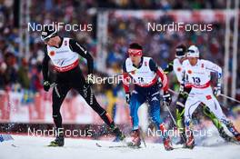 21.02.2015, Falun, Sweden (SWE): Dario Cologna (SUI), Evgeniy Belov (RUS), Marcus Hellner (SWE), (l-r)  - FIS nordic world ski championships, cross-country, skiathlon men, Falun (SWE). www.nordicfocus.com. © NordicFocus. Every downloaded picture is fee-liable.