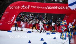 21.02.2015, Falun, Sweden (SWE): the top group under the Audi arch - FIS nordic world ski championships, cross-country, skiathlon men, Falun (SWE). www.nordicfocus.com. © NordicFocus. Every downloaded picture is fee-liable.