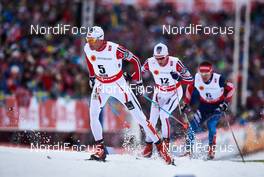 21.02.2015, Falun, Sweden (SWE): Niklas Dyrhaug (NOR), Didrik Toenseth (NOR), Maxim Vylegzhanin (RUS), (l-r)  - FIS nordic world ski championships, cross-country, skiathlon men, Falun (SWE). www.nordicfocus.com. © NordicFocus. Every downloaded picture is fee-liable.