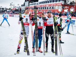 21.02.2015, Falun, Sweden (SWE): Alex Harvey (CAN), Maxim Vylegzhanin (RUS), Dario Cologna (SUI), (l-r)  - FIS nordic world ski championships, cross-country, skiathlon men, Falun (SWE). www.nordicfocus.com. © NordicFocus. Every downloaded picture is fee-liable.