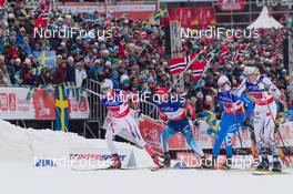 22.02.2015, Falun, Sweden (SWE): Finn Haagen Krogh (NOR), Alexey Petukhov (RUS), Dietmar Noeckler (ITA), Calle Halfvarsson (SWE), (l-r)  - FIS nordic world ski championships, cross-country, team sprint, Falun (SWE). www.nordicfocus.com. © NordicFocus. Every downloaded picture is fee-liable.