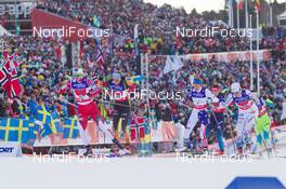 22.02.2015, Falun, Sweden (SWE): Ingvild Flugstad Oestberg (NOR), Nicole Fessel (GER), Sophie Caldwell (USA), (l-r)  - FIS nordic world ski championships, cross-country, team sprint, Falun (SWE). www.nordicfocus.com. © NordicFocus. Every downloaded picture is fee-liable.