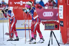29.11.2015, Ruka, Finland (FIN): Heidi Weng (NOR), Ingvild Flugstad Oestberg (NOR), Therese Johaug (NOR), (l-r)  - FIS world cup cross-country, 10km women, Ruka (FIN). www.nordicfocus.com. © Felgenhauer/NordicFocus. Every downloaded picture is fee-liable.
