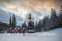 29.11.2015, Ruka, Finland (FIN): Niklas Dyrhaug (NOR), Francesco De Fabiani (ITA), Didrik Toenseth (NOR), Finn Haagen Krogh (NOR), (l-r)  - FIS world cup cross-country, 15km men, Ruka (FIN). www.nordicfocus.com. © Modica/NordicFocus. Every downloaded picture is fee-liable.