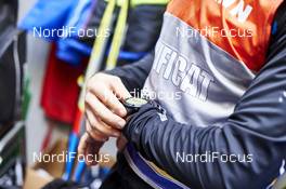 26.11.2015, Ruka, Finland (FIN): Maurice Manificat (FRA) and his watch - FIS world cup cross-country, training, Ruka (FIN). www.nordicfocus.com. © Felgenhauer/NordicFocus. Every downloaded picture is fee-liable.