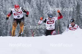 17.01.2015, Seefeld, Austria (AUT): Eric FRENZEL (GER), Wilhelm DENIFL (AUT), Bernhard GRUBER (AUT), (l-r) - FIS world cup nordic combined, individual gundersen HS109/10km, Seefeld (AUT). www.nordicfocus.com. © Modica/NordicFocus. Every downloaded picture is fee-liable.