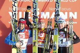 18.01.2015, Seefeld, Austria (AUT): Akito WATABE (JPN), Eric FRENZEL (GER), Haavard KLEMETSEN (NOR), (l-r) - FIS world cup nordic combined, individual gundersen HS109/15km, Seefeld (AUT). www.nordicfocus.com. © Modica/NordicFocus. Every downloaded picture is fee-liable.