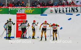07.03.2015, Lahti, Finland (FIN): (l-r) Johannes Rydzek (GER), Fischer, Swix, Rottefella, Adidas and Fabian Riessle (GER), Fischer, One Way, Rottefella, Adidas - FIS world cup nordic combined, team sprint HS130/2x7.5km, Lahti (FIN). www.nordicfocus.com. © Laiho/NordicFocus. Every downloaded picture is fee-liable.
