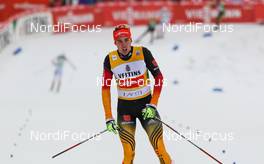 07.03.2015, Lahti, Finland (FIN): Johannes Rydzek (GER), Fischer, Swix, Rottefella, Adidas finishing with a broken pole - FIS world cup nordic combined, team sprint HS130/2x7.5km, Lahti (FIN). www.nordicfocus.com. © Laiho/NordicFocus. Every downloaded picture is fee-liable.