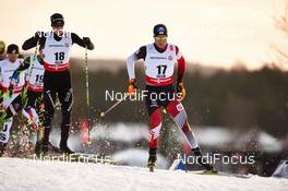 20.02.2015, Falun, Sweden (SWE): Tim Hug (SUI), Bernhard Gruber (AUT), (l-r)  - FIS nordic world ski championships, nordic combined, individual gundersen HS100/10km, Falun (SWE). www.nordicfocus.com. © NordicFocus. Every downloaded picture is fee-liable.