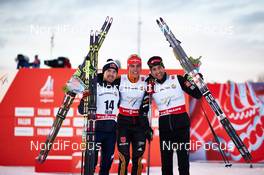 20.02.2015, Falun, Sweden (SWE): Alessandro Pittin (ITA), Johannes Rydzek (GER), Jason Lamy Chappuis (FRA), (l-r)  - FIS nordic world ski championships, nordic combined, individual gundersen HS100/10km, Falun (SWE). www.nordicfocus.com. © NordicFocus. Every downloaded picture is fee-liable.