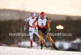 20.02.2015, Falun, Sweden (SWE): Haavard Klemetsen (NOR), Johannes Rydzek (GER), (l-r)  - FIS nordic world ski championships, nordic combined, individual gundersen HS100/10km, Falun (SWE). www.nordicfocus.com. © NordicFocus. Every downloaded picture is fee-liable.