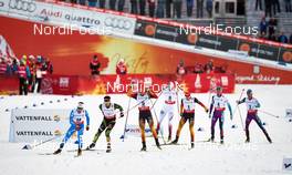 20.02.2015, Falun, Sweden (SWE): Alessandro Pittin (ITA), Jason Lamy Chappuis (FRA), Johannes Rydzek (GER), Haavard Klemetsen (NOR), Eric Frenzel (GER), Akito Watabe (JPN), Yoshito Watabe (JPN), (l-r)  - FIS nordic world ski championships, nordic combined, individual gundersen HS100/10km, Falun (SWE). www.nordicfocus.com. © NordicFocus. Every downloaded picture is fee-liable.
