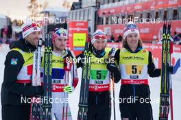 22.02.2015, Falun, Sweden (SWE): Magnus Moan (NOR), Joergen Graabak (NOR), Havard Klemetsen (NOR), Mikko Kokslien (NOR) - FIS nordic world ski championships, nordic combined, team HS100/4x5km, Falun (SWE). www.nordicfocus.com. © NordicFocus. Every downloaded picture is fee-liable.