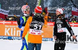 01.02.2015, Willingen, Germany (GER): (l-r) Severin Freund (GER), Fischer, Markus Eisenbichler (GER) and Marinus Kraus (GER), Loeffler - FIS world cup ski jumping, individual HS145, Willingen (GER). www.nordicfocus.com. © Laiho/NordicFocus. Every downloaded picture is fee-liable.