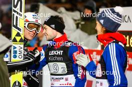 31.01.2015, Willingen, Germany (GER): (l-r) Rune Velta (NOR), Fischer, Anders Jacobsen (NOR) and Tom Hilde (NOR) - FIS world cup ski jumping, team HS145, Willingen (GER). www.nordicfocus.com. © Laiho/NordicFocus. Every downloaded picture is fee-liable.