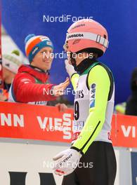 08.03.2015, Lahti, Finland (FIN): (l-r) Michael Hayboeck (AUT), Fischer and Stefan Kraft (AUT), Fischer - FIS world cup ski jumping, individual HS130, Lahti (FIN). www.nordicfocus.com. © Laiho/NordicFocus. Every downloaded picture is fee-liable.