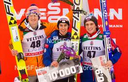 08.03.2015, Lahti, Finland (FIN): (l-r) Severin Freund (GER), Fischer, Stefan Kraft (AUT), Fischer and Anders Fannemel (NOR) - FIS world cup ski jumping, individual HS130, Lahti (FIN). www.nordicfocus.com. © Laiho/NordicFocus. Every downloaded picture is fee-liable.
