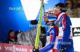 07.03.2015, Lahti, Finland (FIN): (l-r) Rune Velta (NOR), Fischer and Anders Bardal (NOR), Fischer - FIS world cup ski jumping, team HS130, Lahti (FIN). www.nordicfocus.com. © Laiho/NordicFocus. Every downloaded picture is fee-liable.