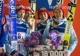 07.03.2015, Lahti, Finland (FIN): (l-r) Shohei Tochimoto (JPN), Noriaki Kasai (JPN), Fischer, Daiki Ito (JPN), Fischer and Taku Takeuchi (JPN), Fischer - FIS world cup ski jumping, team HS130, Lahti (FIN). www.nordicfocus.com. © Laiho/NordicFocus. Every downloaded picture is fee-liable.