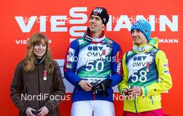 15.03.2015, Oslo, Norway (NOR): (l-r) Anette Sagen (NOR), Anders Bardal (NOR) and Kamil Stoch (POL) getting Holmenkollen medals - FIS world cup ski jumping, individual HS134, Oslo (NOR). www.nordicfocus.com. © Laiho/NordicFocus. Every downloaded picture is fee-liable.