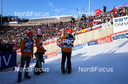 15.03.2015, Oslo, Norway (NOR): (l-r) Markus Eisenbichler (GER), Andreas Wellinger (GER), Severin Freund (GER), Fischer and Richard Freitag (GER) - FIS world cup ski jumping, individual HS134, Oslo (NOR). www.nordicfocus.com. © Laiho/NordicFocus. Every downloaded picture is fee-liable.