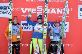 31.01.2015, Hinzenbach, Austria (AUT): Carina Vogt (GER), Daniela Iraschko-Stolz (AUT), Sara Takanashi (JPN) - FIS world cup ski jumping ladies, individual HS94, Hinzenbach (AUT). www.nordicfocus.com. © Rauschendorfer/NordicFocus. Every downloaded picture is fee-liable.