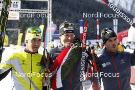 18.01.2015, Lienz, Austria (AUT): Petr Novak (CZE), Toni Livers (SUI), Adrien Mougel (FRA) - FIS Marathon Cup Dolomitenlauf, Lienz (AUT). www.nordicfocus.com. © Mandl/NordicFocus. Every downloaded picture is fee-liable.