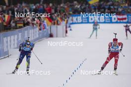 10.01.2016, Ruhpolding, Germany (GER): Anais Bescond (FRA), Tiril Eckhoff (NOR), (l-r) -  IBU world cup biathlon, mass women, Ruhpolding replacing Oberhof (GER). www.nordicfocus.com. © Manzoni/NordicFocus. Every downloaded picture is fee-liable.