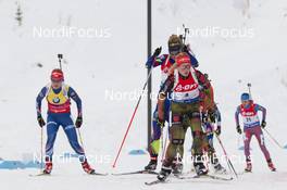 06.02.2016, Canmore, Canada (CAN): Gabriela Soukalova (CZE), Marie Dorin (FRA), Franziska Hildebrand (GER), (l-r) -  IBU world cup biathlon, mass women, Canmore (CAN). www.nordicfocus.com. © Manzoni/NordicFocus. Every downloaded picture is fee-liable.