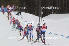 06.02.2016, Canmore, Canada (CAN): Dorothea Wierer (ITA) leads the field back to the shooting range -  IBU world cup biathlon, mass women, Canmore (CAN). www.nordicfocus.com. © Manzoni/NordicFocus. Every downloaded picture is fee-liable.