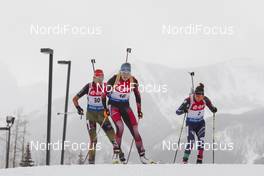 06.02.2016, Canmore, Canada (CAN): Luise Kummer (GER), Lisa Theresa Hauser (AUT), Dorothea Wierer (ITA), (l-r) -  IBU world cup biathlon, mass women, Canmore (CAN). www.nordicfocus.com. © Manzoni/NordicFocus. Every downloaded picture is fee-liable.