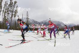 06.02.2016, Canmore, Canada (CAN): Selina Gasparin (SUI), Susan Dunklee (USA), (l-r) -  IBU world cup biathlon, mass women, Canmore (CAN). www.nordicfocus.com. © Manzoni/NordicFocus. Every downloaded picture is fee-liable.
