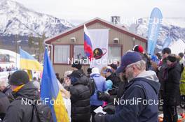 07.02.2016, Canmore, Canada (CAN): Event Feature: Spectators in the stadium -  IBU world cup biathlon, relay mixed, Canmore (CAN). www.nordicfocus.com. © Manzoni/NordicFocus. Every downloaded picture is fee-liable.