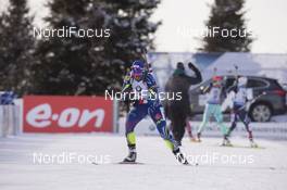 12.02.2016, Presque Isle, United States of America (USA): Anais Bescond (FRA) -  IBU world cup biathlon, pursuit women, Presque Isle (USA). www.nordicfocus.com. © Manzoni/NordicFocus. Every downloaded picture is fee-liable.