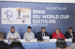 15.03.2016, Khanty-Mansiysk, Russia (RUS): Borut Nunar (SLO) IBU race director, Viktor Maigurov (RUS), IBU first vice president, Alexey Putin (RUS) Vadim Melikhov  (RUS) IBU TD -  IBU world cup biathlon, team captains meeting, Khanty-Mansiysk (RUS). www.nordicfocus.com. © Manzoni/NordicFocus. Every downloaded picture is fee-liable.