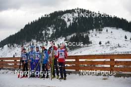 27.01.2016, Cheile Gradistei, Romania (ROU): ANDERSEN Aleksander Fjeld(NOR), OEYGARD Harald(NOR), DURAND Michael(ITA), MALEEV Viacheslav(RUS), MALINOVSKII Igor(RUS), LAMURE Morgan(FRA) - IBU Youth and Junior world ski championships biathlon, individual men youth, Cheile Gradistei (ROU). www.nordicfocus.com. © Tumashov/NordicFocus. Every downloaded picture is fee-liable.