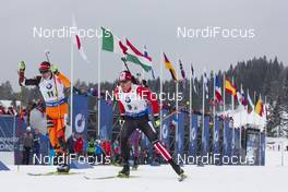 12.03.2016, Oslo, Norway (NOR): Tomas Hasilla (SVK), Nathan Smith (CAN), (l-r) - IBU world championships biathlon, relay men, Oslo (NOR). www.nordicfocus.com. © NordicFocus. Every downloaded picture is fee-liable.