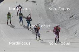 27.11.2016, Oestersund, Sweden, (SWE): Rosanna Crawford (CAN) leads Lisa Theresa Hauser (AUT), Marie Dorin (FRA)  - IBU world cup biathlon, single mixed relay, Oestersund (SWE). www.nordicfocus.com. © Manzoni/NordicFocus. Every downloaded picture is fee-liable.