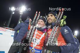 27.11.2016, Oestersund, Sweden, (SWE): Marie Dorin Habert (FRA), Martin Fourcade (FRA), (l-r) - IBU world cup biathlon, single mixed relay, Oestersund (SWE). www.nordicfocus.com. © Manzoni/NordicFocus. Every downloaded picture is fee-liable.