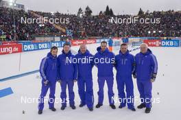 18.12.2016, Nove Mesto, Czech Republic (CZE): Radovan Simocko (SVK), IBU IR, Kristjan Oja (EST), Borut Nunar (SLO) IBU race director, Erik Albiner (SWE), Aloys Reiter (GER), IBU IR and Chief of Competiton Ruhpolding, Karl-Heinz Wolf (GER), (l-r) - IBU world cup biathlon, mass men, Nove Mesto (CZE). www.nordicfocus.com. © Manzoni/NordicFocus. Every downloaded picture is fee-liable.